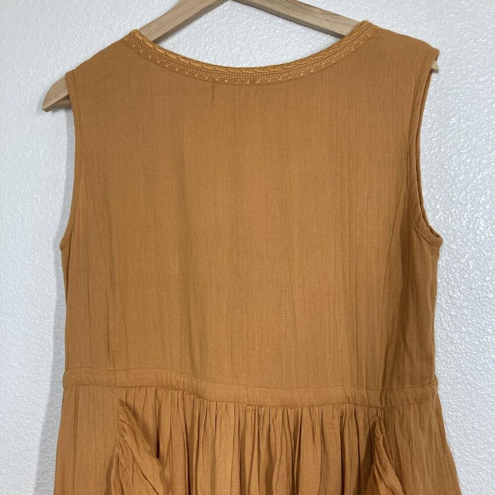 Talisman Sun Dress Small Mustard Yellow Boho Maxi Sleeveless Ruffle Tassel - Picture 11 of 16